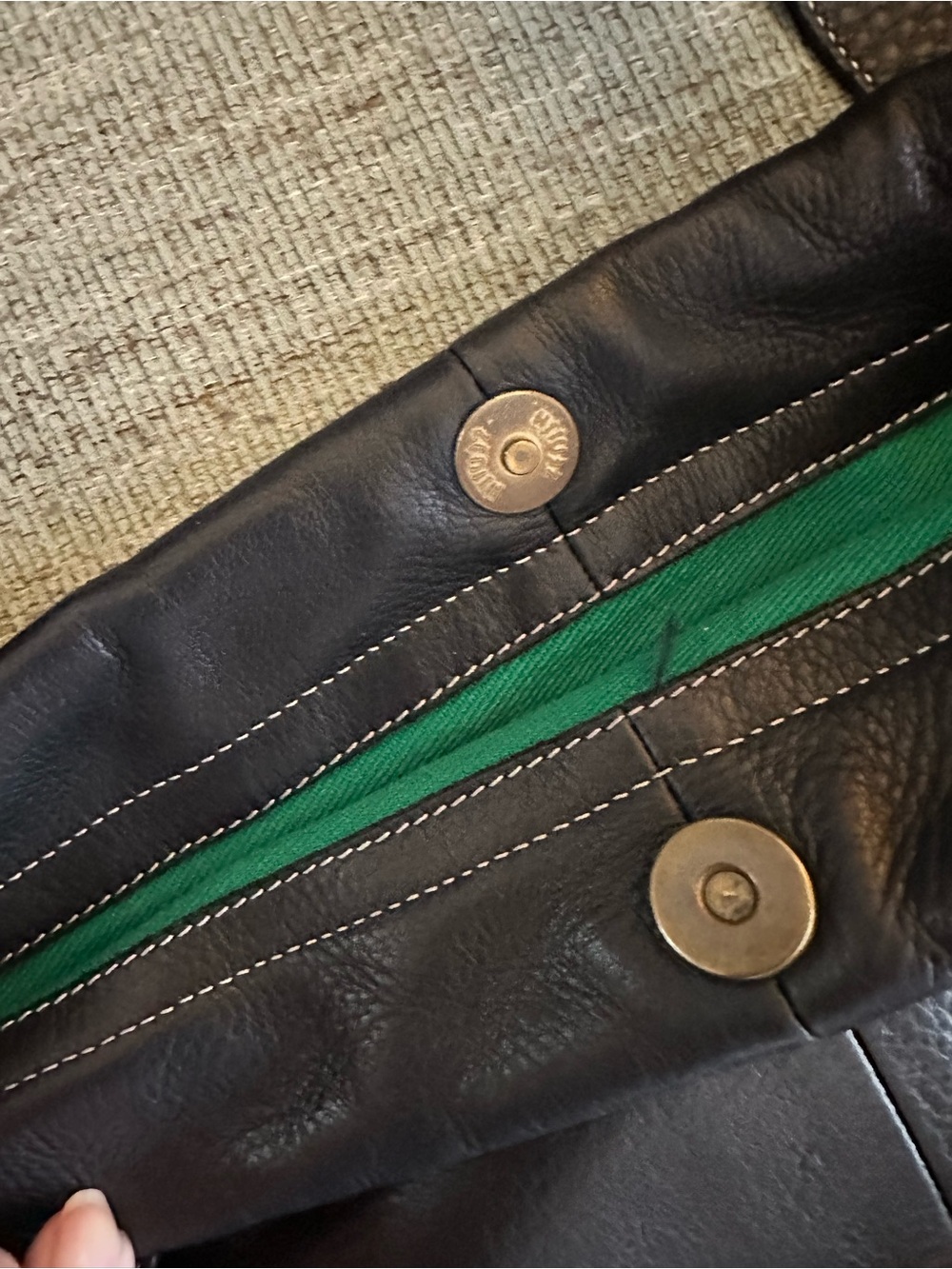 Vintage 1990s Zenith Italian Full-grain Leather Black shoulder/tote bag -NICE - Picture 5 of 16
